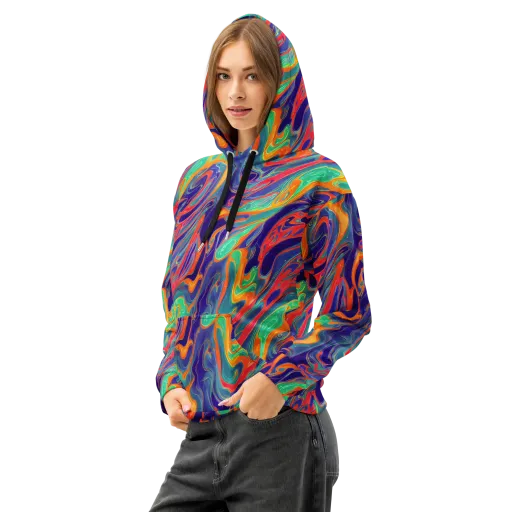 Colorwave Riot on a Cotton Hoodie