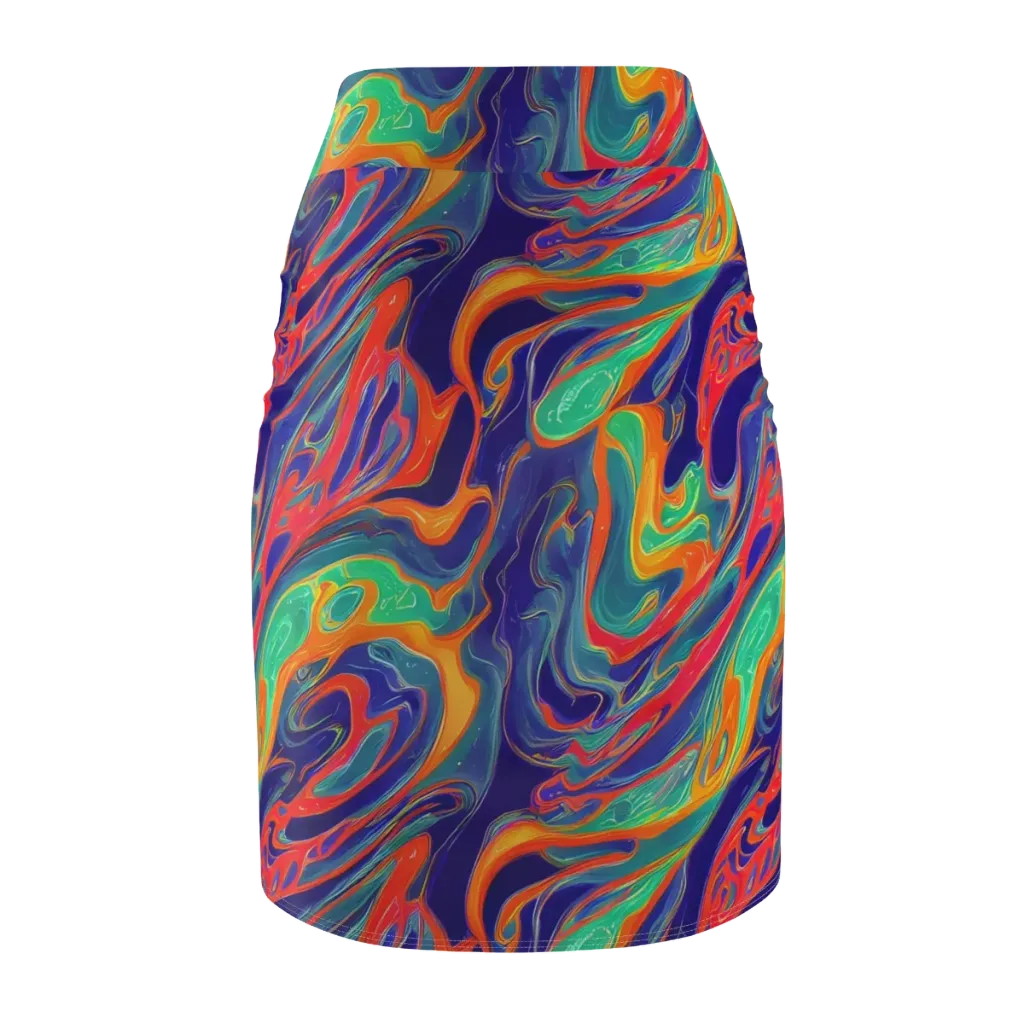 Colorwave Riot on Pencil Skirt — Back