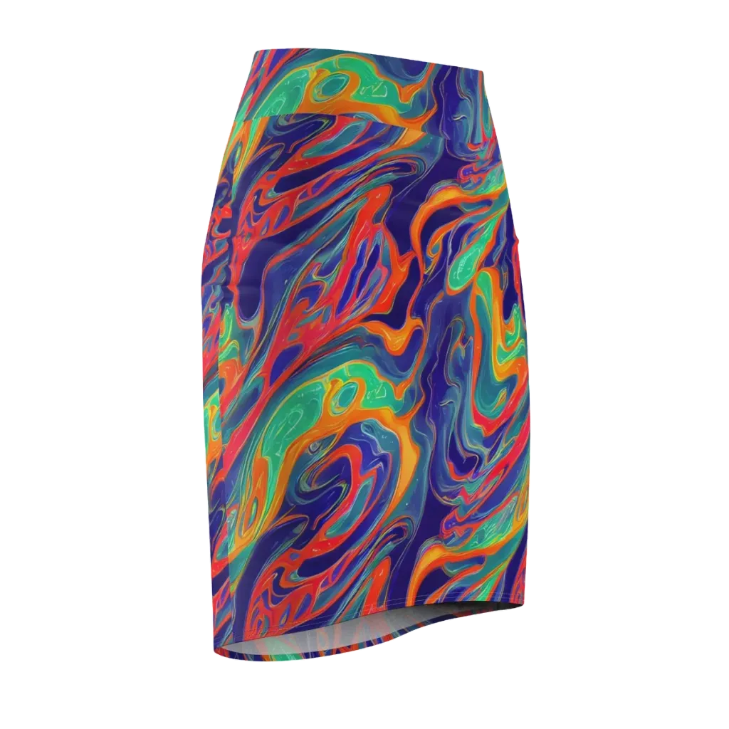 Colorwave Riot on Pencil Skirt — Front Side