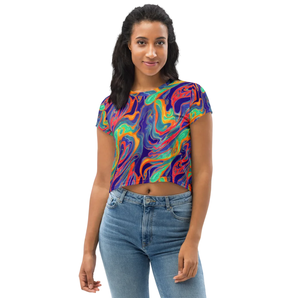 Colorwave Riot on Crop Tee — Front