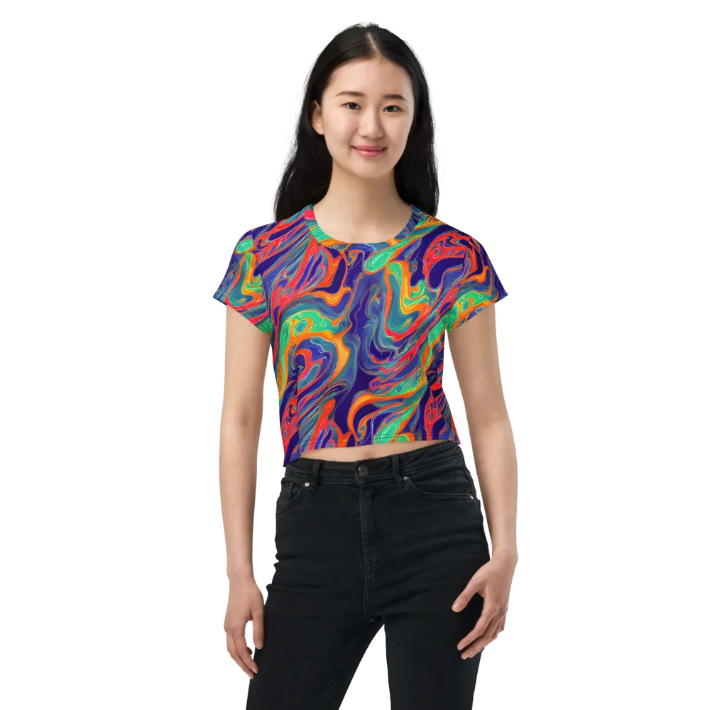 Colorwave Riot on Crop Tee — Front