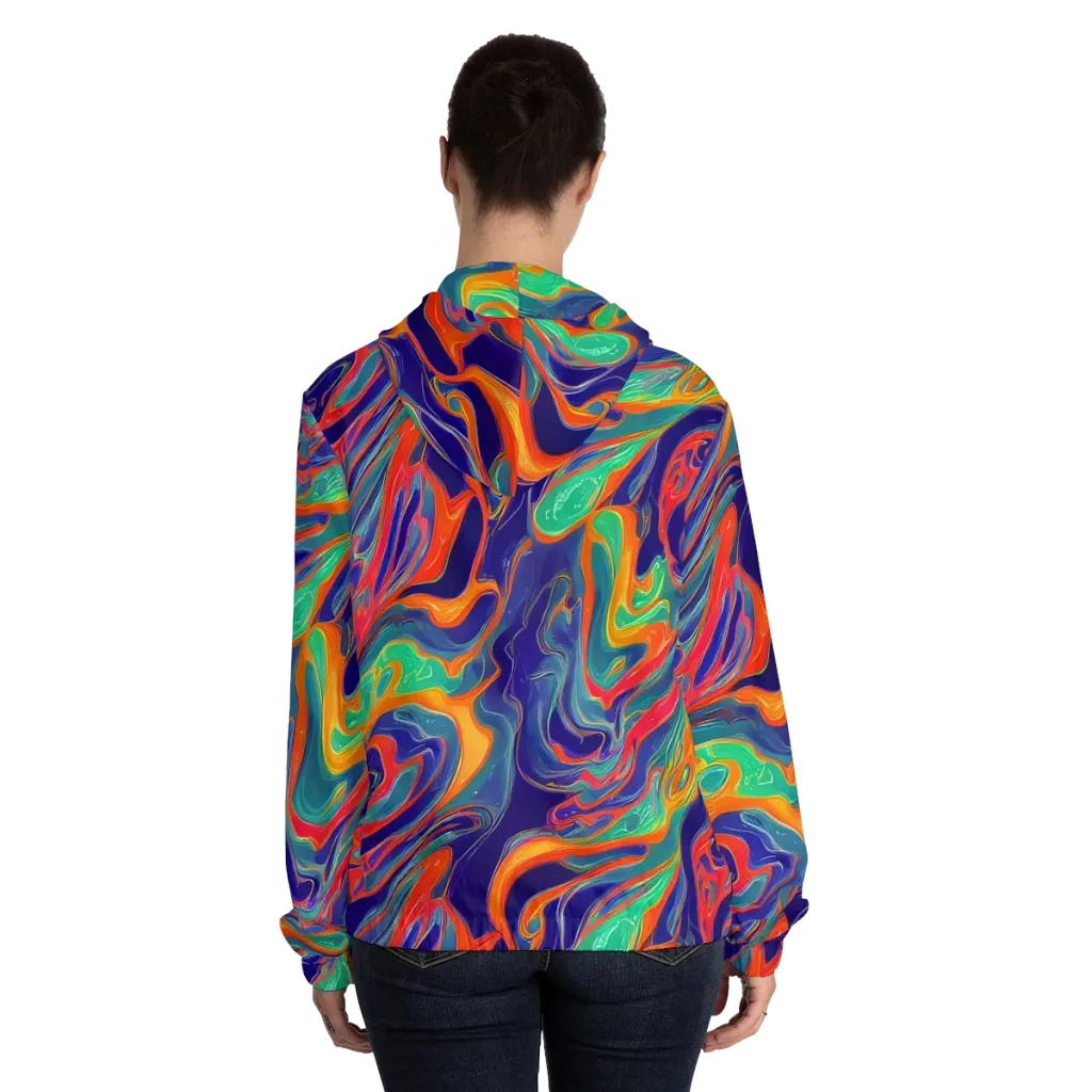 Colorwave Riot on Women's Full-Zip Hoodie — Back On Person