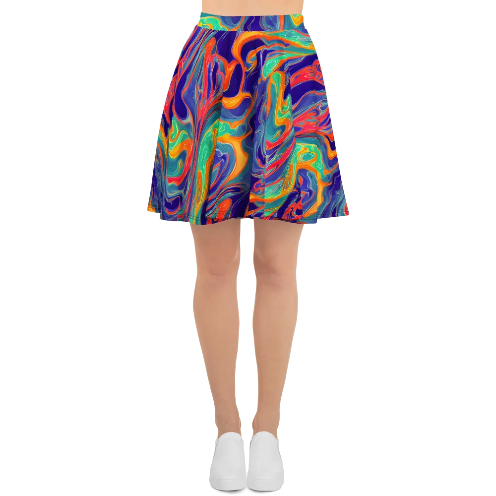 Colorwave Riot on Skater Skirt — Front