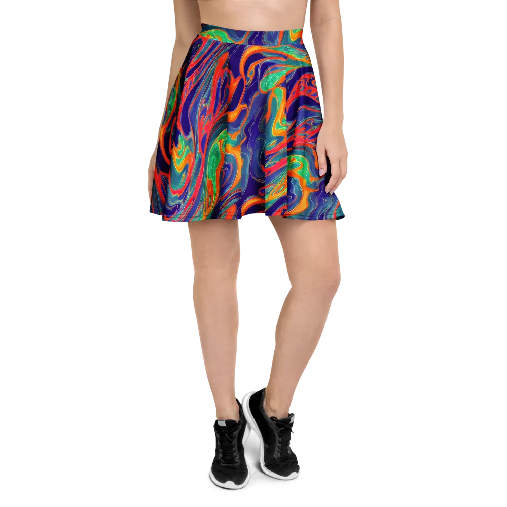 Colorwave Riot on Skater Skirt — Front