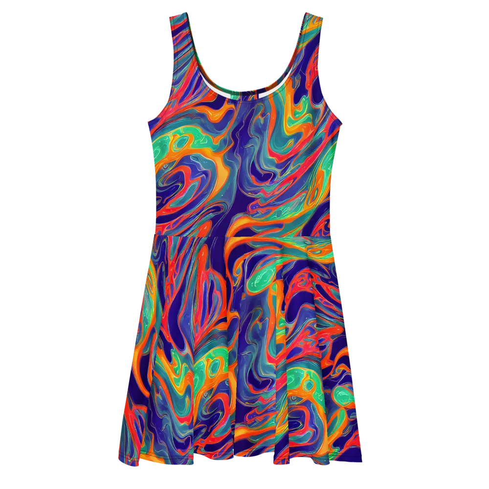 Colorwave Riot on Skater Dress — Front