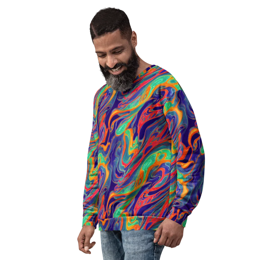 Colorwave Riot on Sweatshirt — Left Front