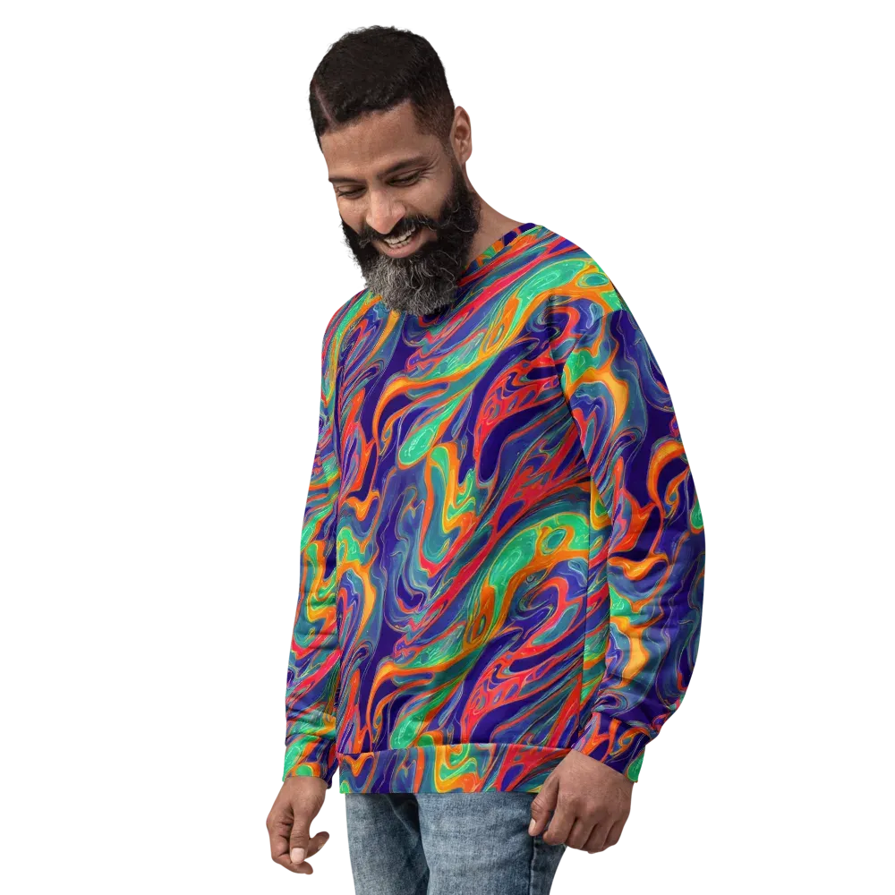 Colorwave Riot on Sweatshirt — Left Front