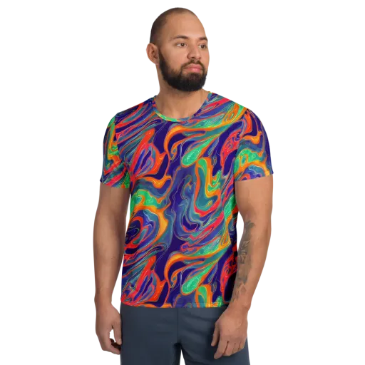 Colorwave Riot on a Men's Athletic T-Shirt