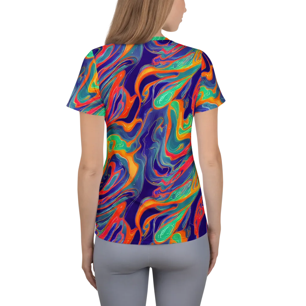 Colorwave Riot on Women's Athletic T-Shirt — Back