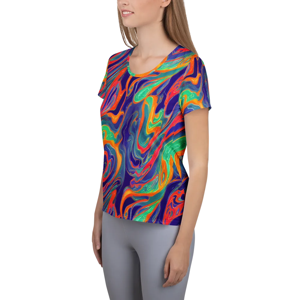 Colorwave Riot on Women's Athletic T-Shirt — Left