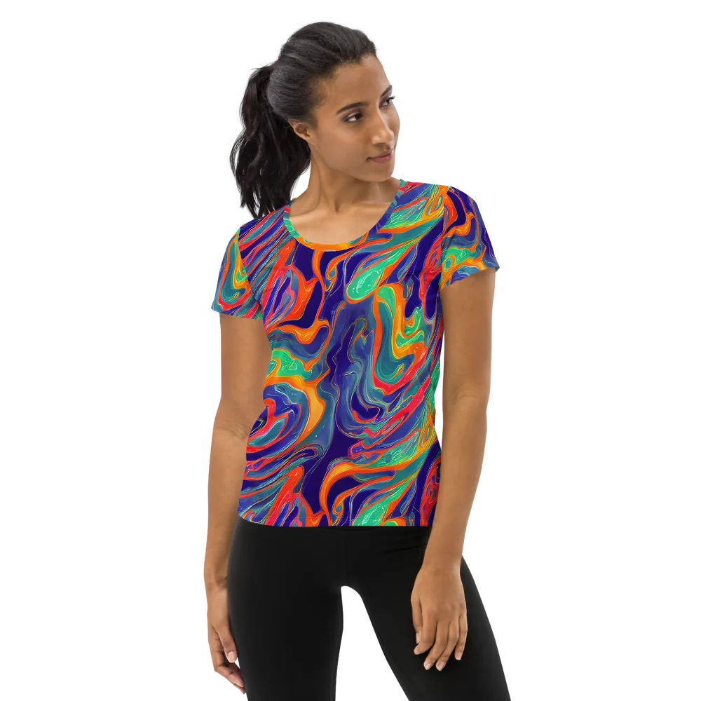 Colorwave Riot on Women's Athletic T-Shirt — Front