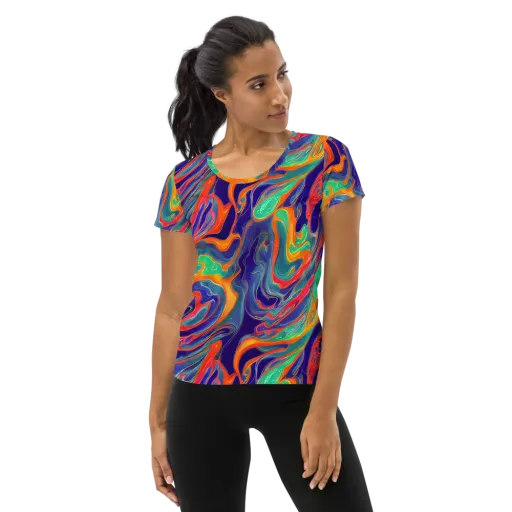 Colorwave Riot on a Women's Athletic T-Shirt
