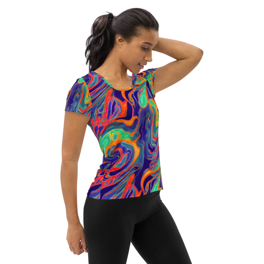 Colorwave Riot on Women's Athletic T-Shirt — Right