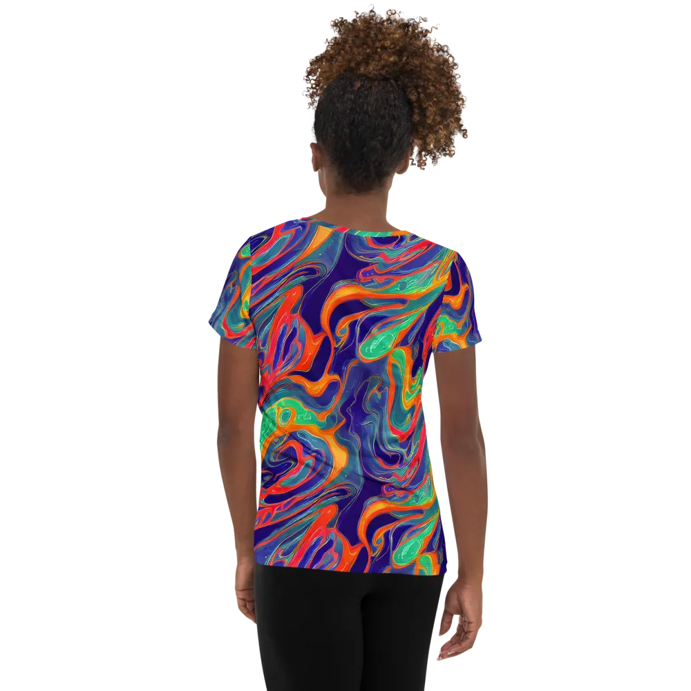 Colorwave Riot on Women's Athletic T-Shirt — Back