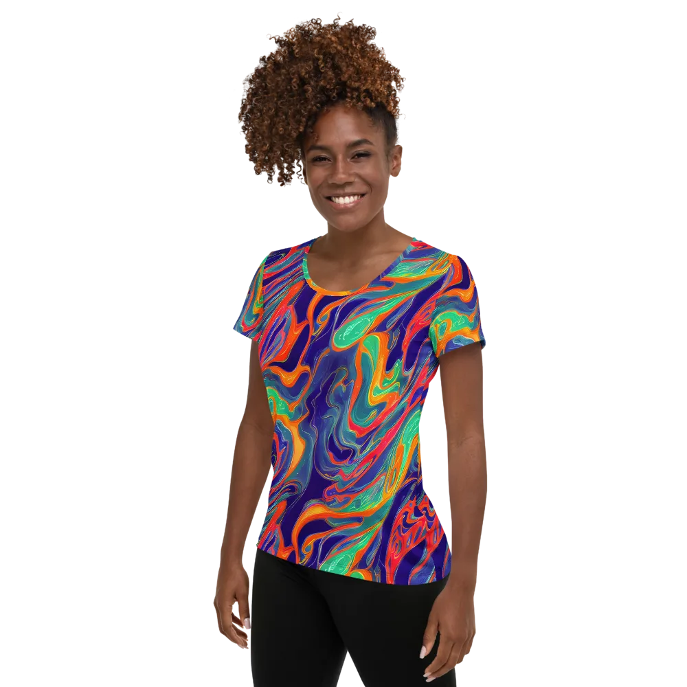 Colorwave Riot on Women's Athletic T-Shirt — Left