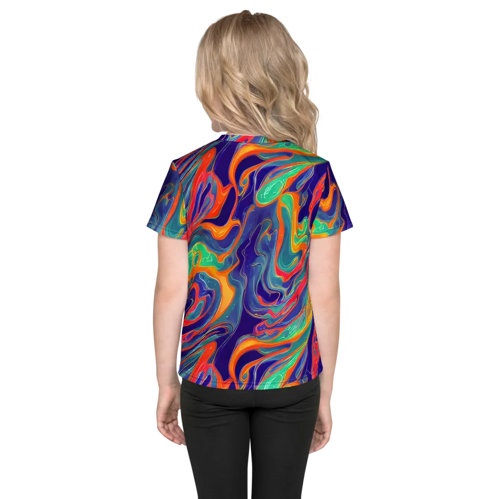 Colorwave Riot on Kids Crew Neck T-Shirt — Back