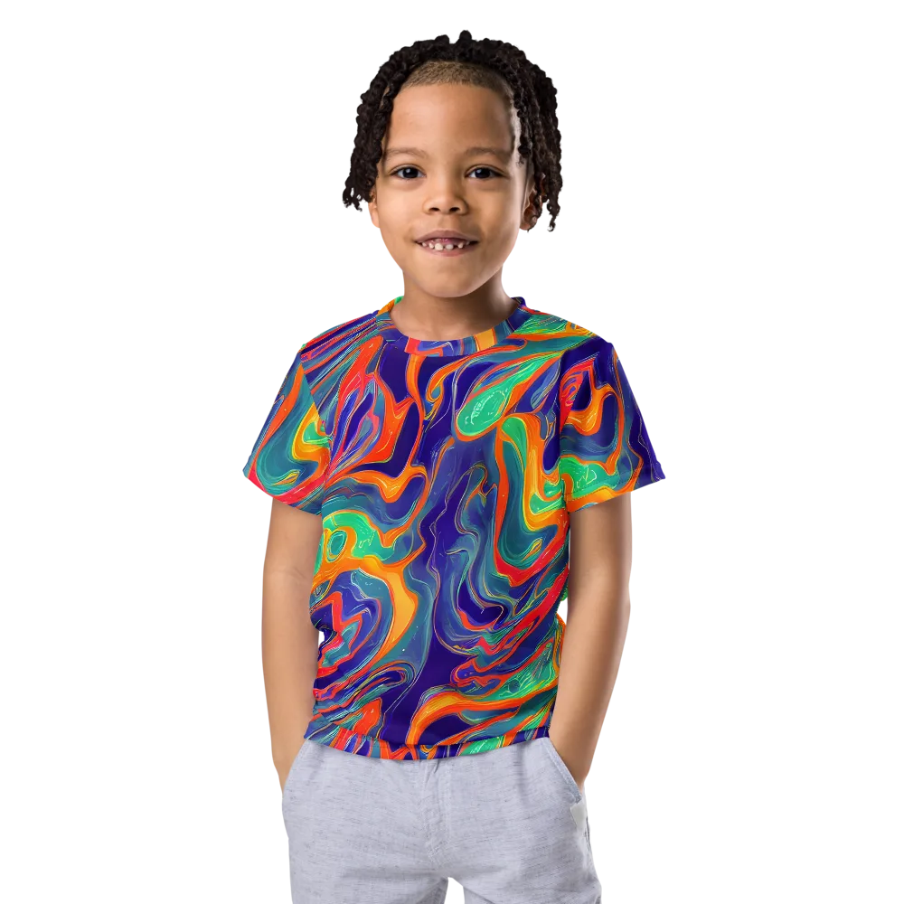 Colorwave Riot on Kids Crew Neck T-Shirt — Front