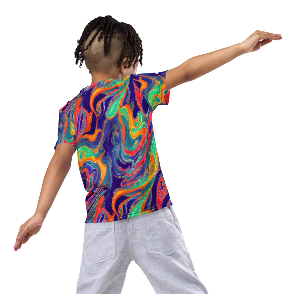 Colorwave Riot on Kids Crew Neck T-Shirt — Back