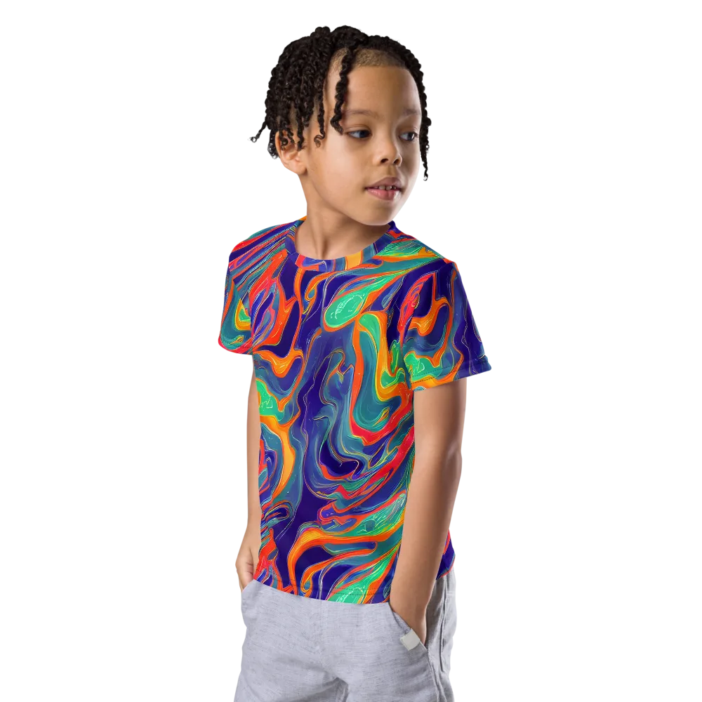 Colorwave Riot on Kids Crew Neck T-Shirt — Left Front