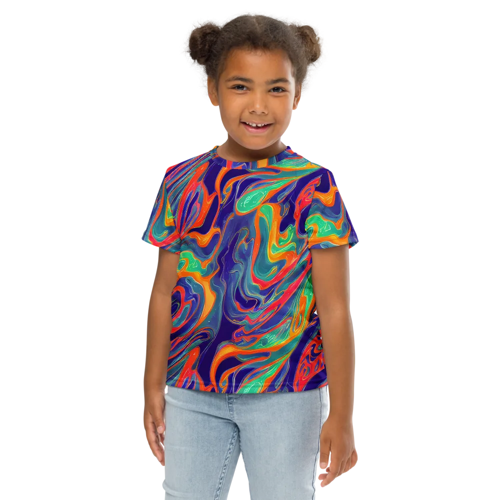 Colorwave Riot on Kids Crew Neck T-Shirt — Front