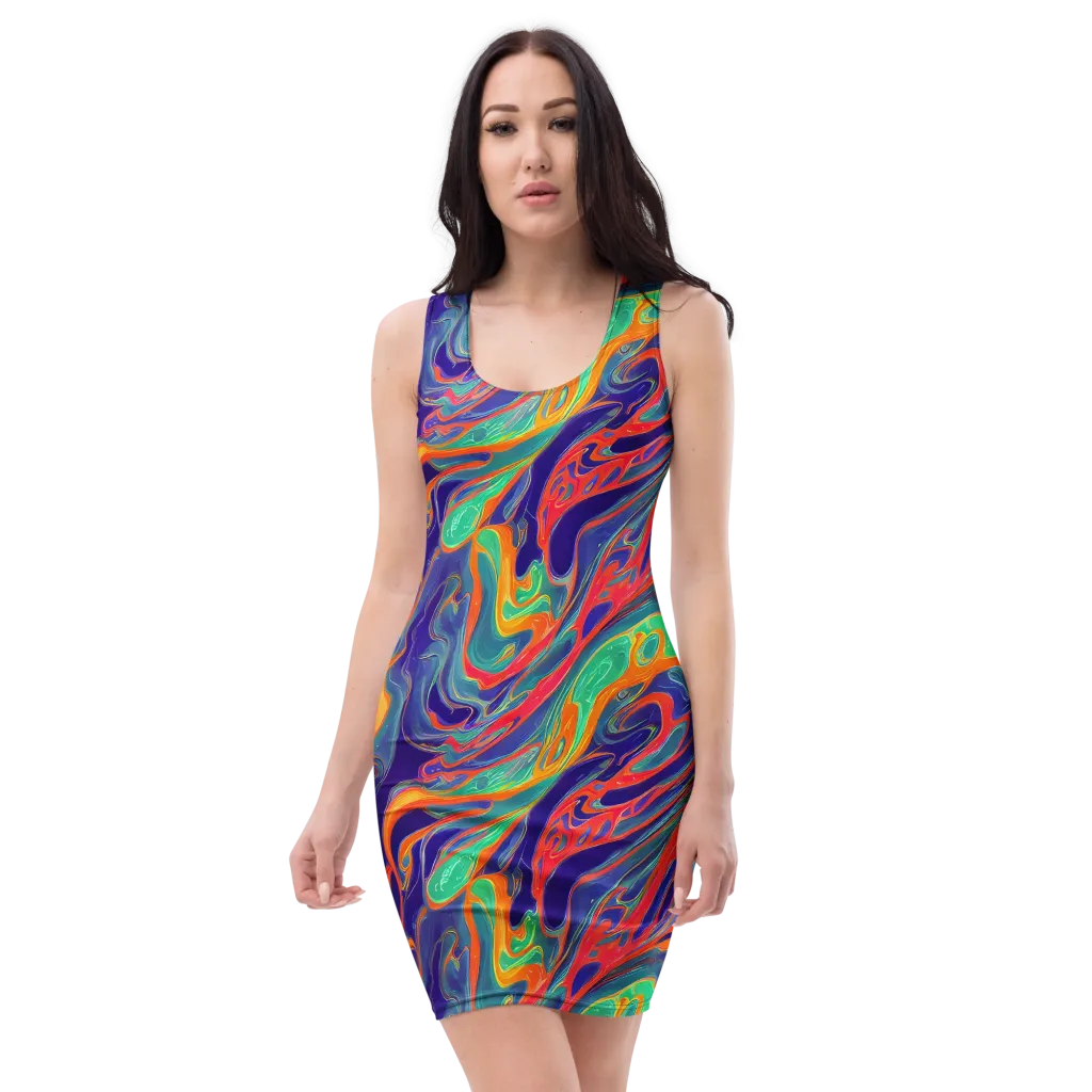 Colorwave Riot on Bodycon Dress — Front