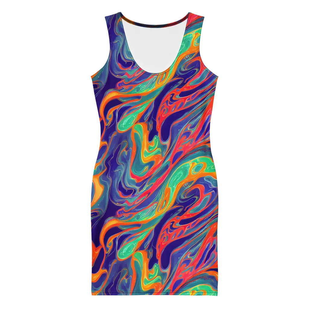 Colorwave Riot on Bodycon Dress — Front