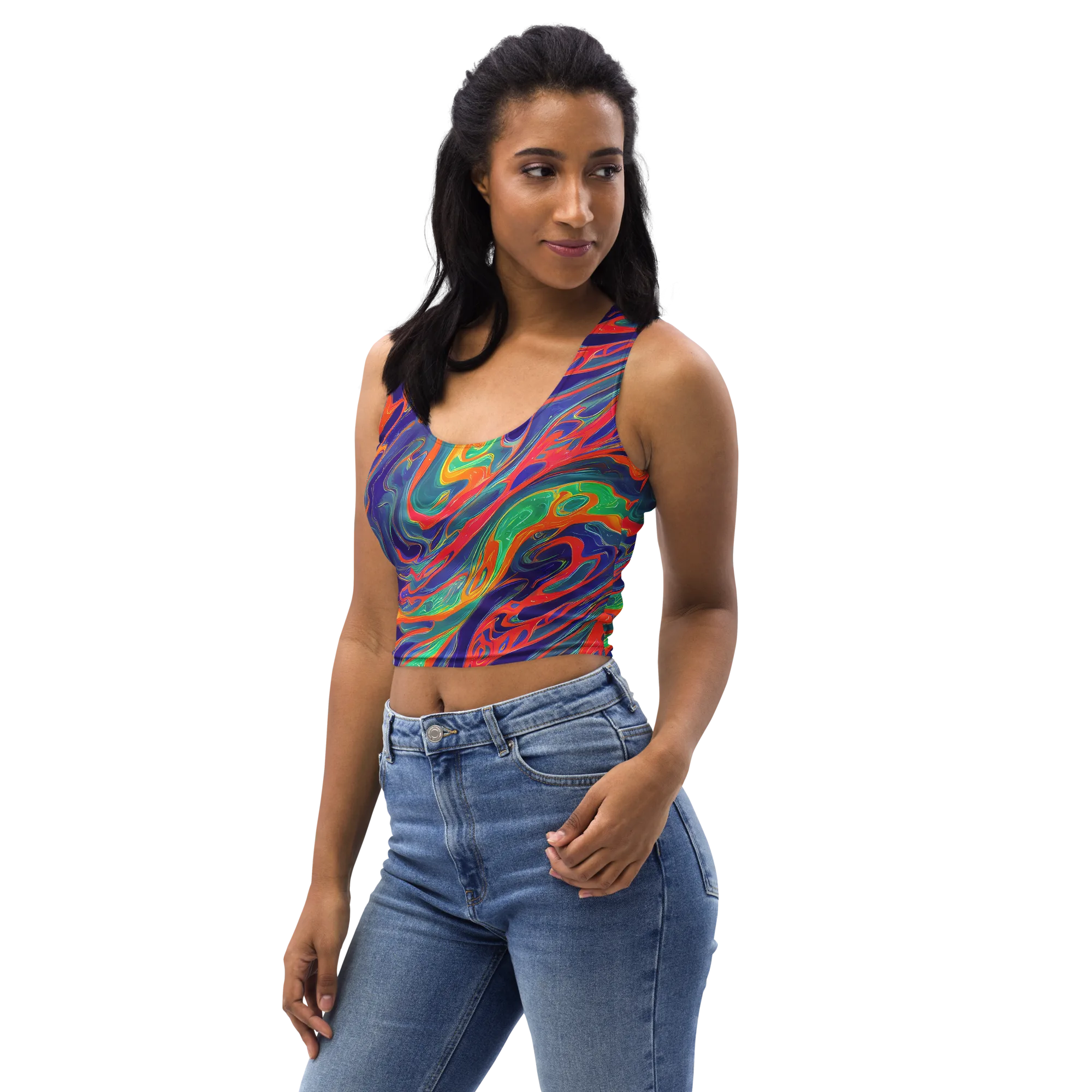 Colorwave Riot on Crop Top — Left Front