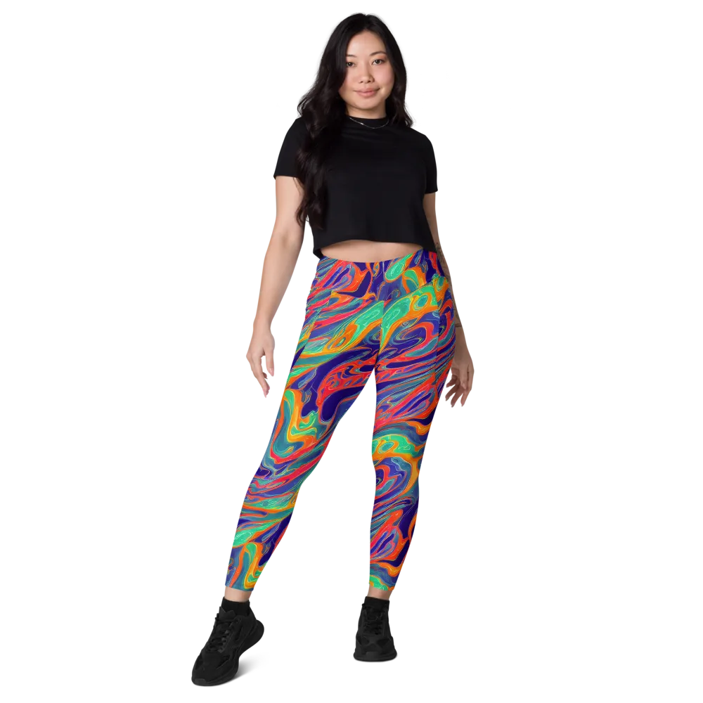 Colorwave Riot on Leggings with Pockets — Front