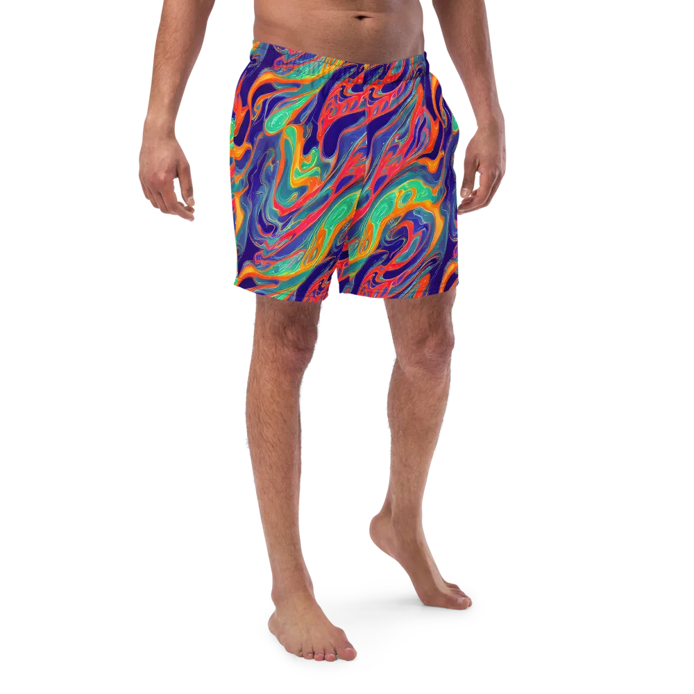 Colorwave Riot on Swim Trunks — Front