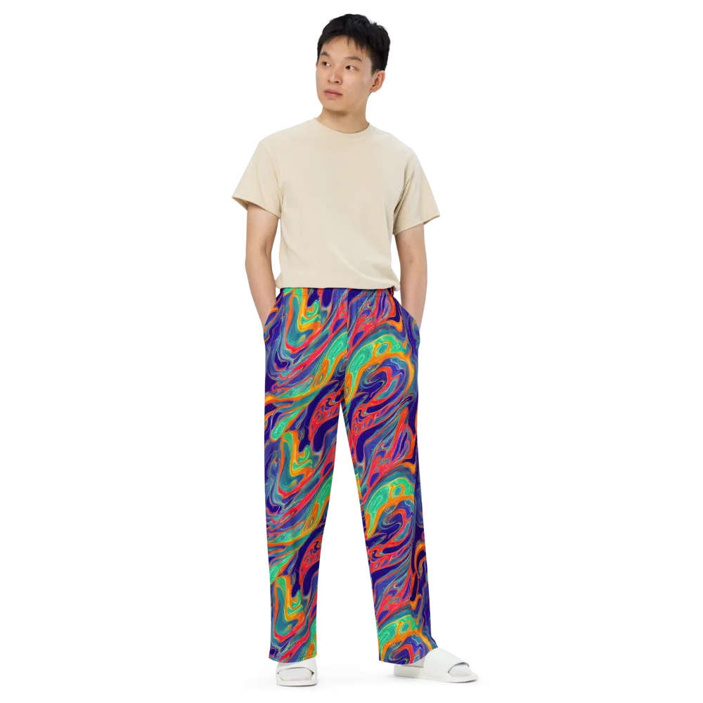Colorwave Riot on Wide-Leg Pants — Front