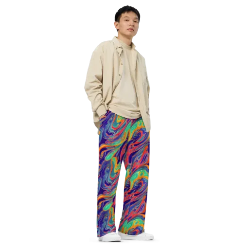 Colorwave Riot on a Wide-Leg Pants
