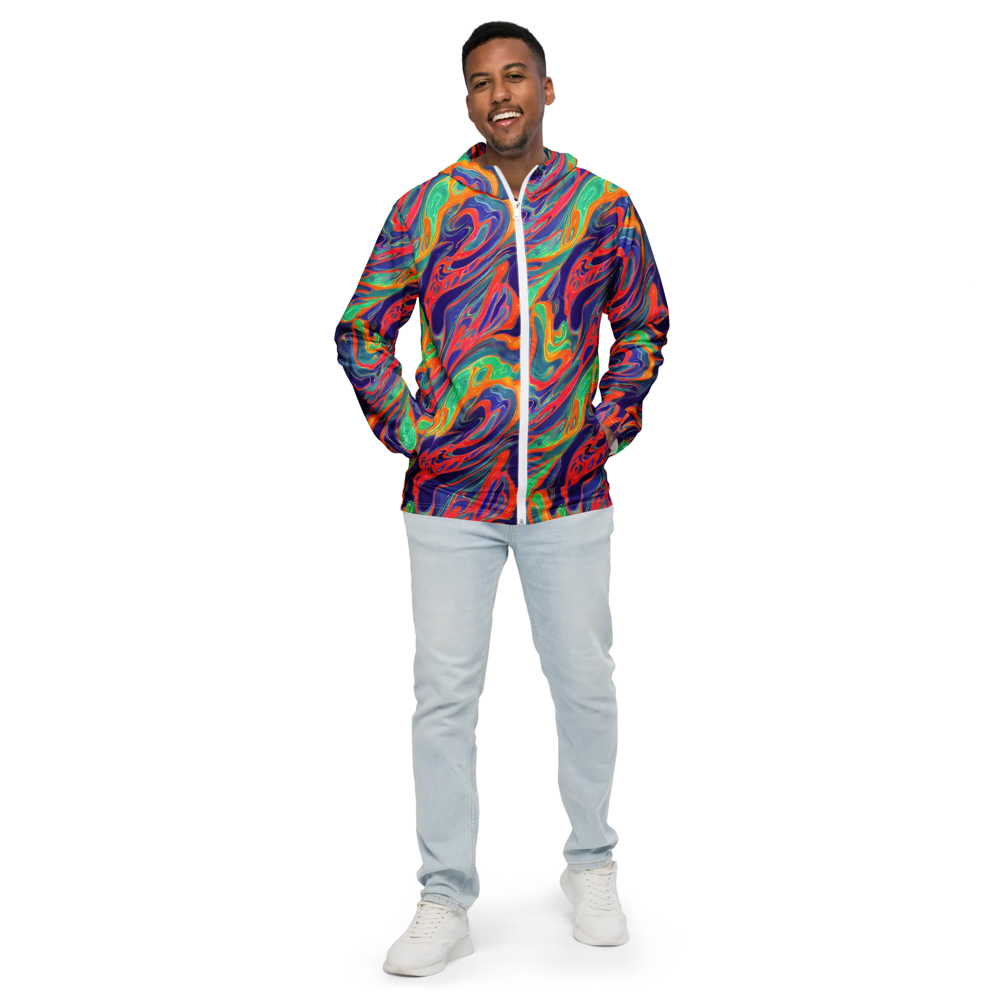 Colorwave Riot on Men's Windbreaker — Front