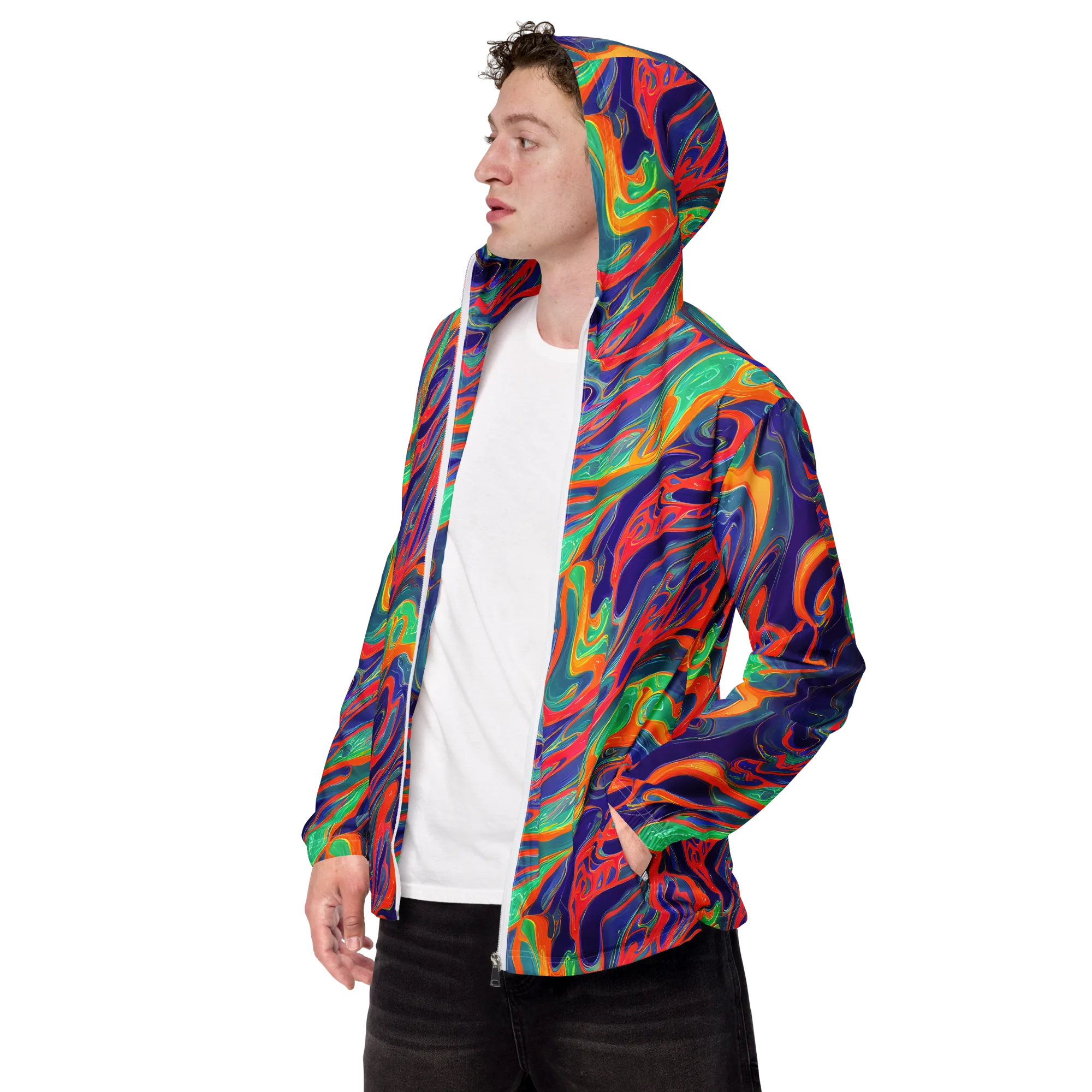 Colorwave Riot on Men's Windbreaker — Left Front