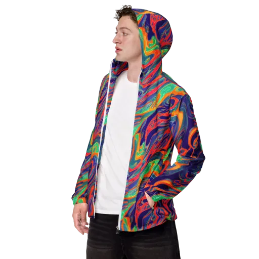 Colorwave Riot on a Men's Windbreaker
