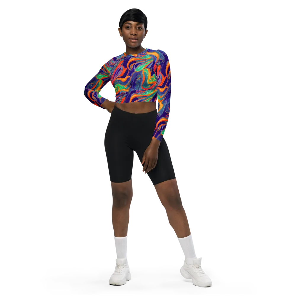 Colorwave Riot on Long Sleeve Crop Top — Front