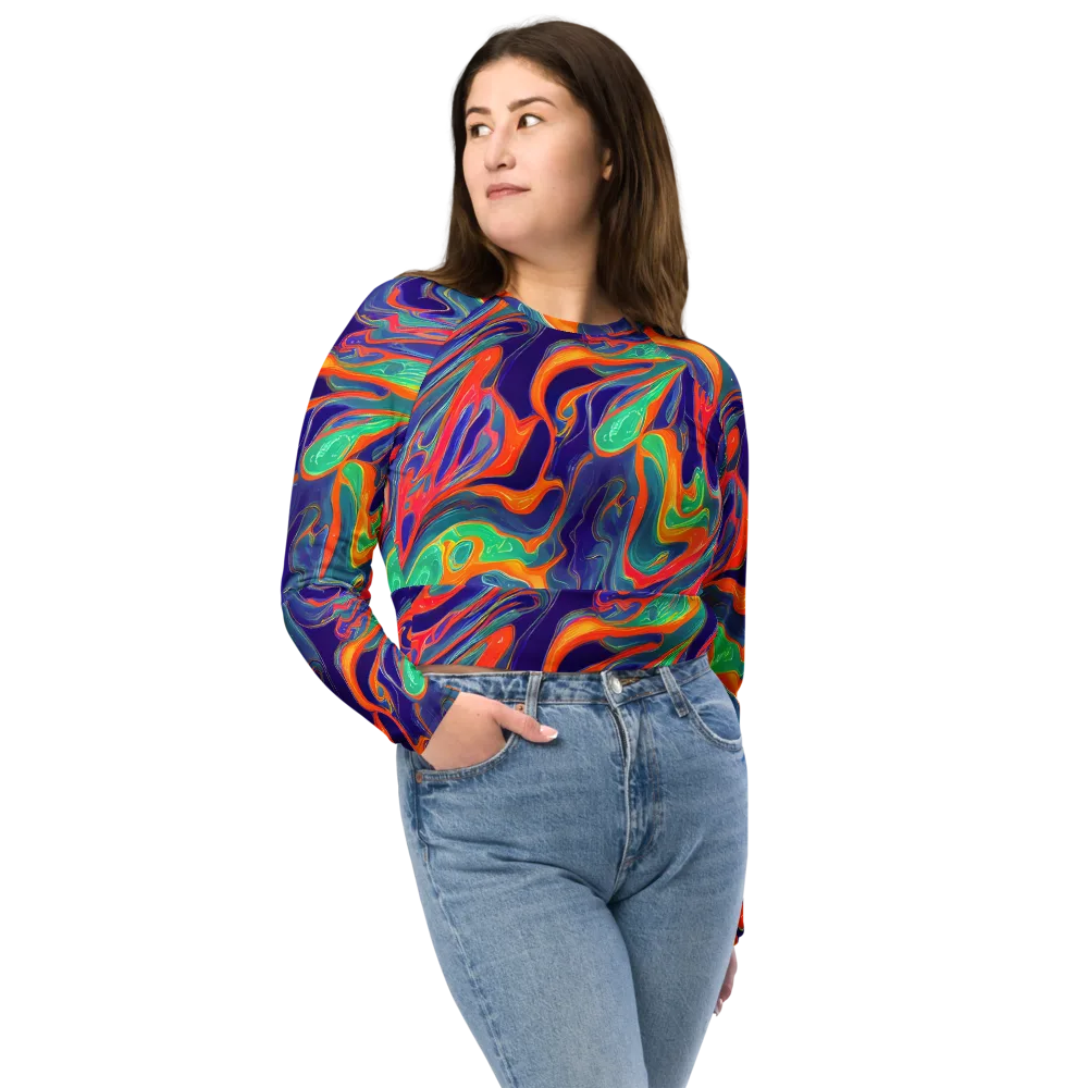 Colorwave Riot on Long Sleeve Crop Top — Front