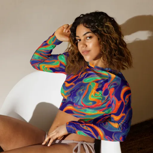 Colorwave Riot on a Long Sleeve Crop Top