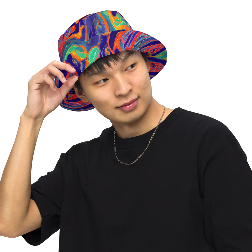 Colorwave Riot on Reversible Bucket Hat — Front Inside