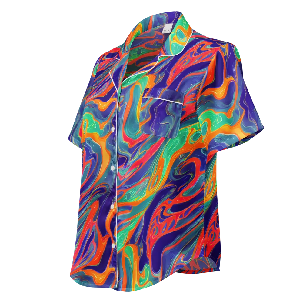 Colorwave Riot on Women's Short Sleeve Pajama Top — Left Front
