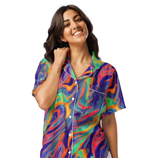 Colorwave Riot on a Women's Short Sleeve Pajama Top