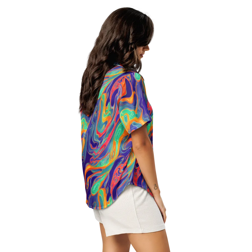 Colorwave Riot on Women's Short Sleeve Pajama Top — Right Back