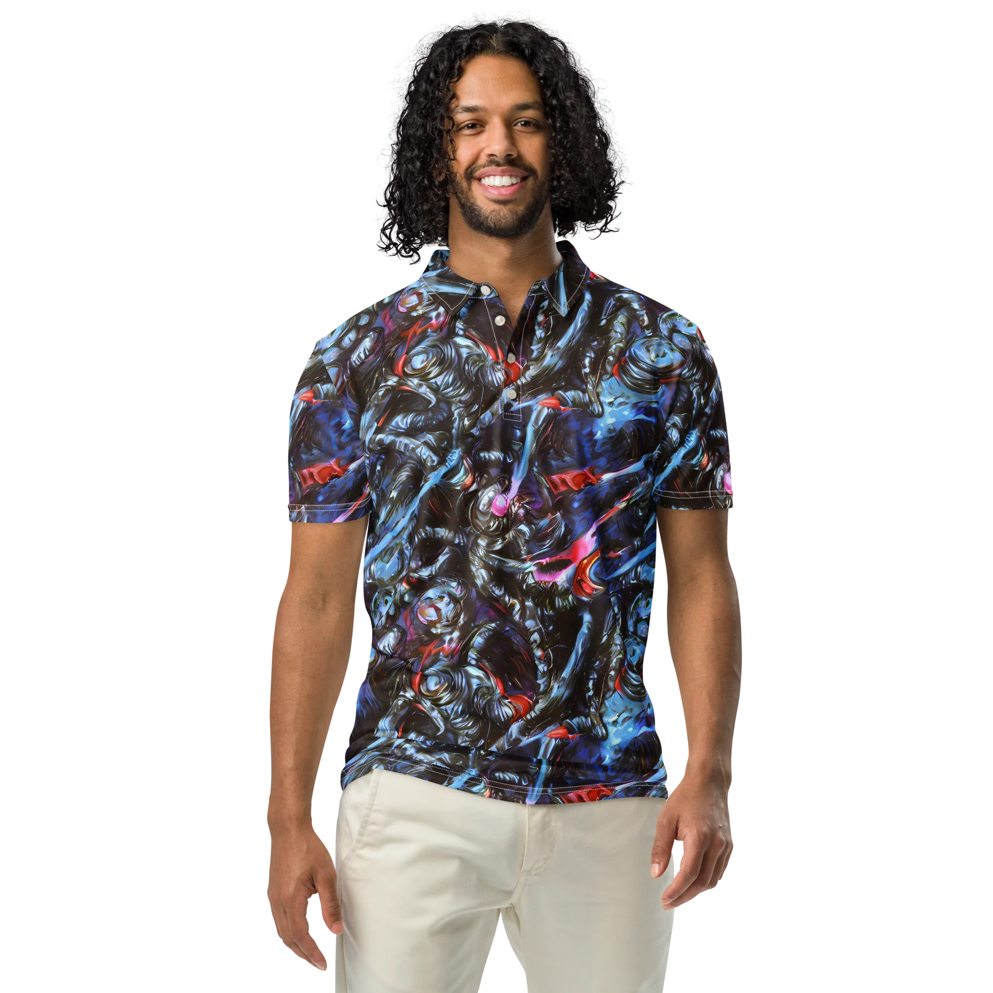Blackwater Riot on Men's Slim Fit Polo Shirt — Front