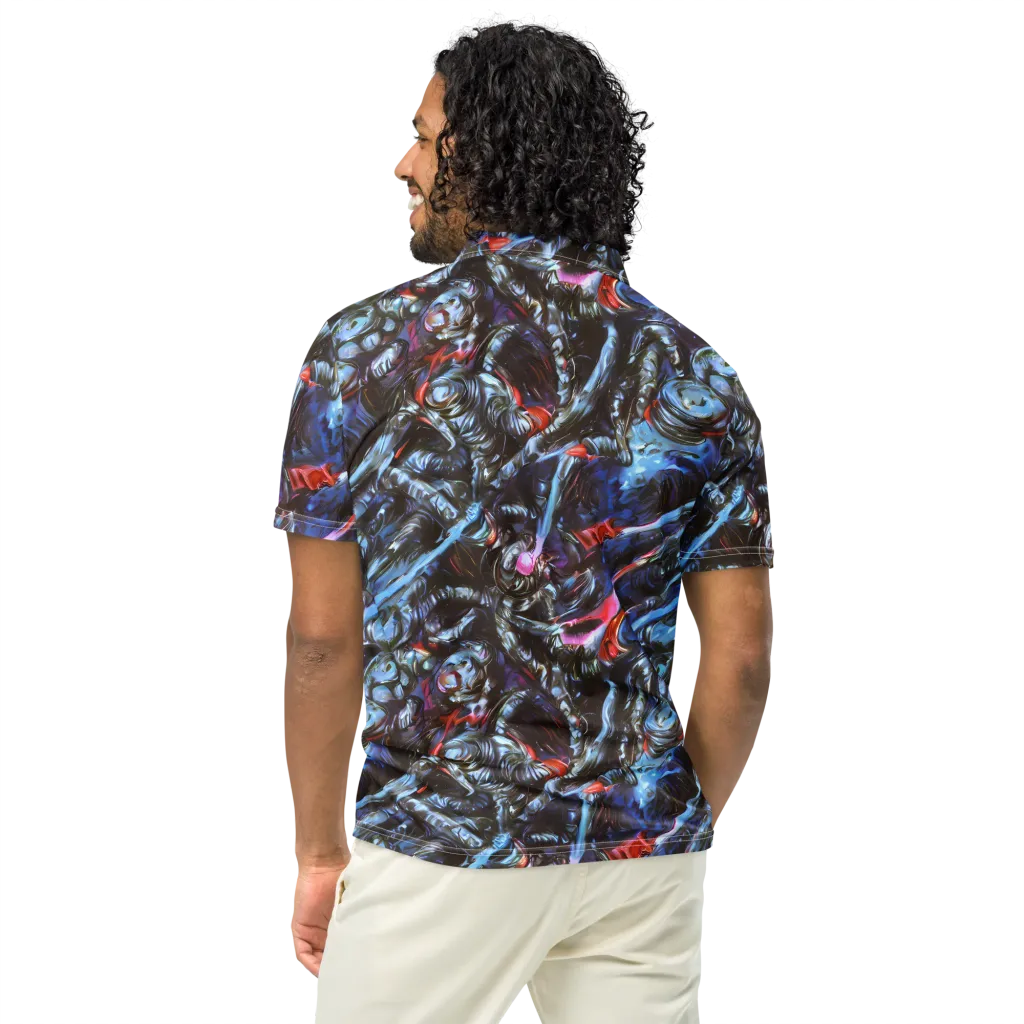 Blackwater Riot on Men's Slim Fit Polo Shirt — Back