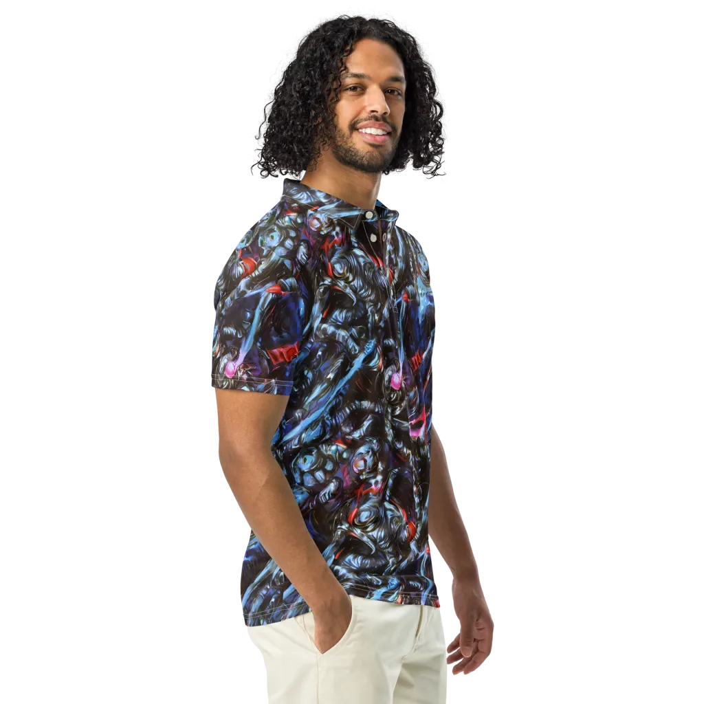 Blackwater Riot on Men's Slim Fit Polo Shirt — Right Front