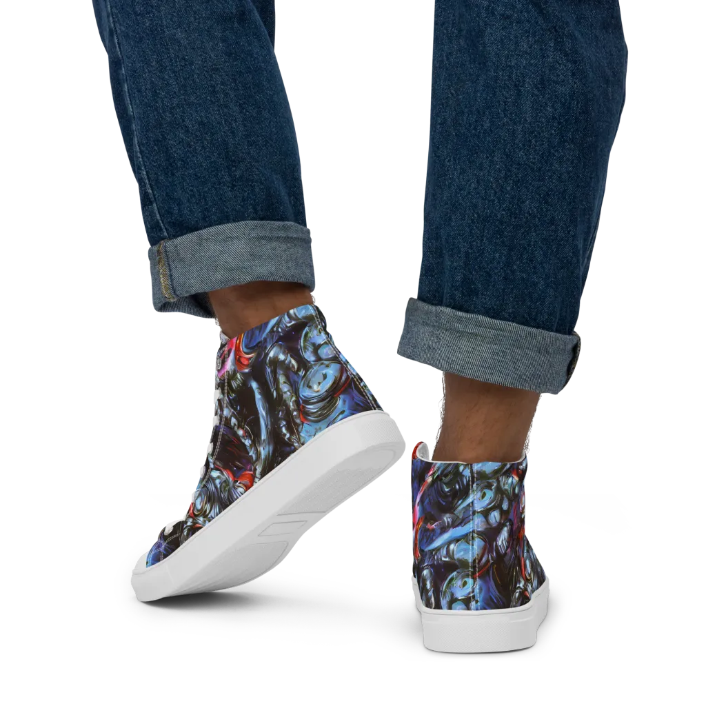 Blackwater Riot on Men's High Top Canvas Shoes — Back