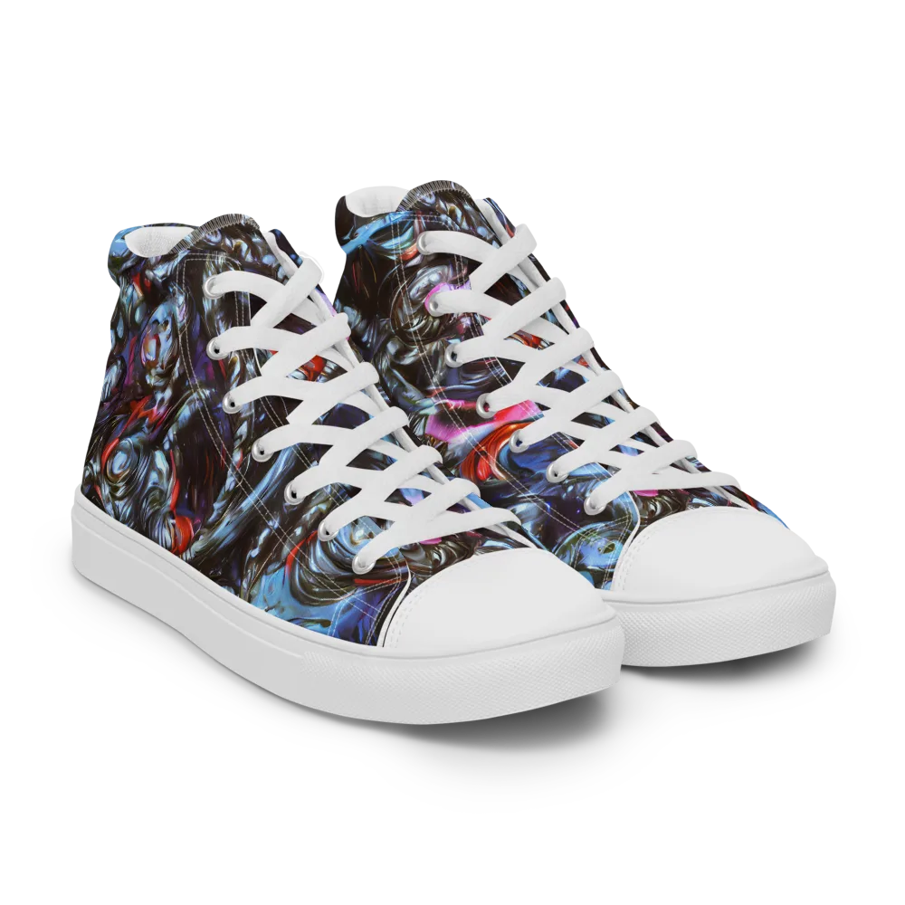 Blackwater Riot on Women's High Top Canvas Shoes — Right Front