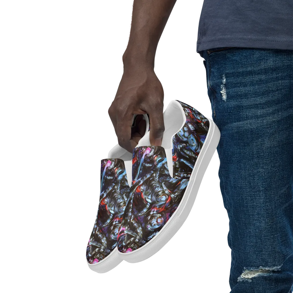 Blackwater Riot on Men's Slip-On Canvas Shoes — Left Front