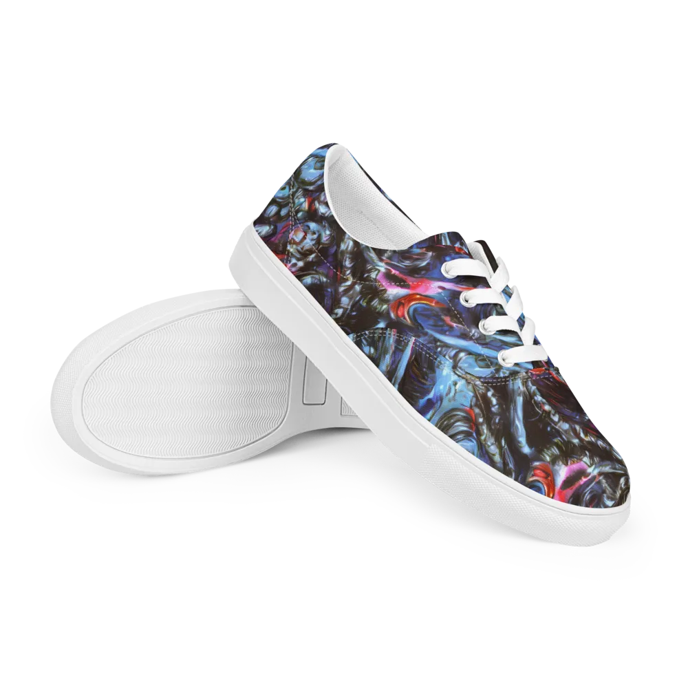 Blackwater Riot on Men's Lace-Up Canvas Shoes — Right Front