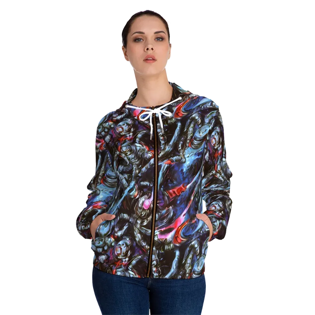Blackwater Riot on Women's Full-Zip Hoodie — Front On Person