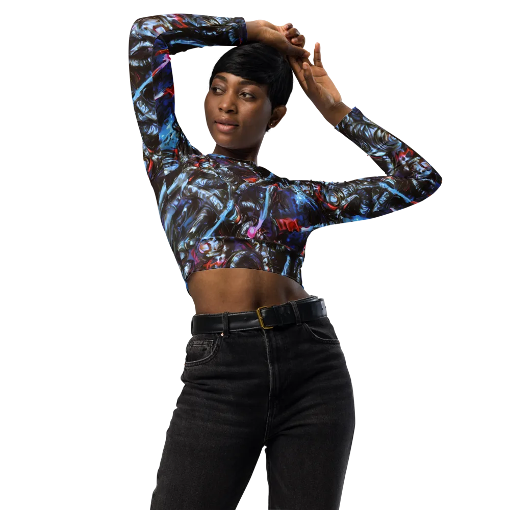 Blackwater Riot on Long Sleeve Crop Top — Front
